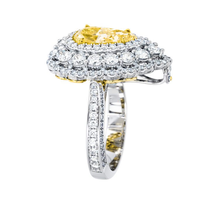 18kt White and Yellow Gold Natural Fancy Yellow Diamond Ring / Pendant