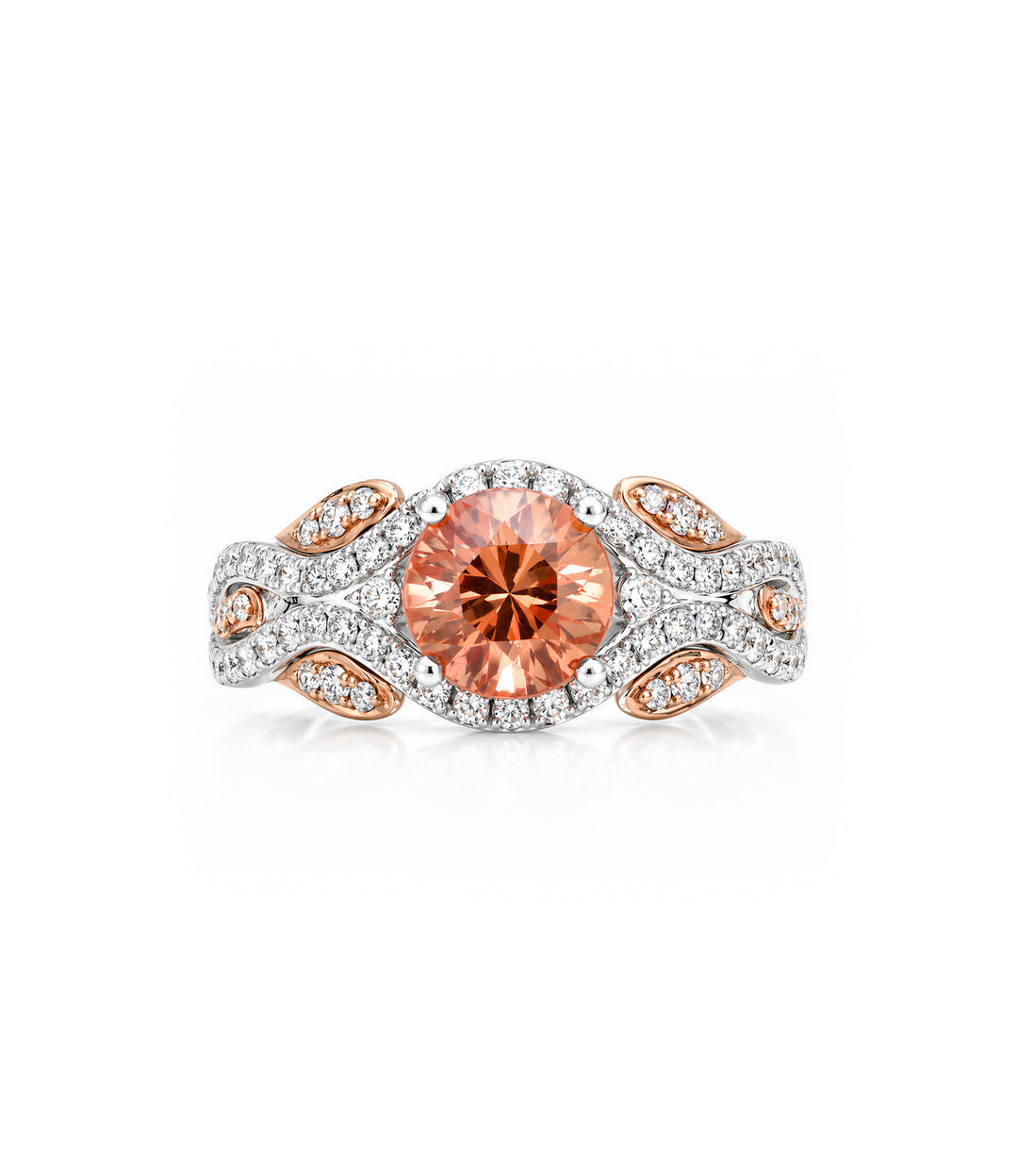 A. 18kt Simon G Orange Sapphire Diamond Ring
