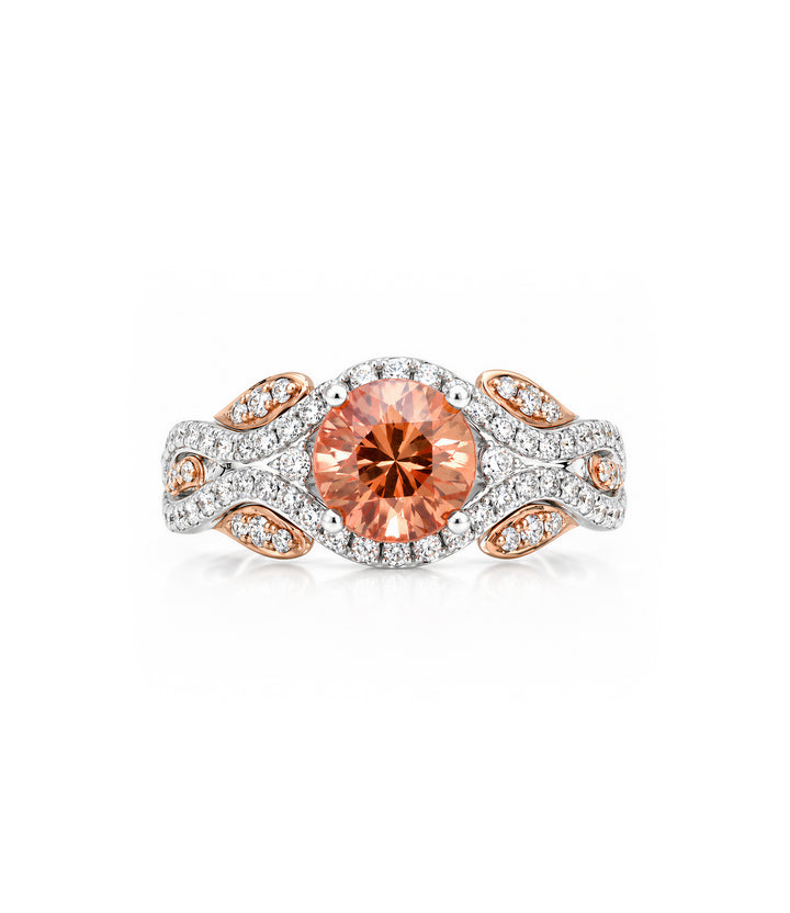 A. 18kt Simon G Orange Sapphire Diamond Ring