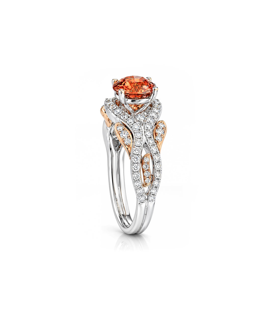 A. 18kt Simon G Orange Sapphire Diamond Ring