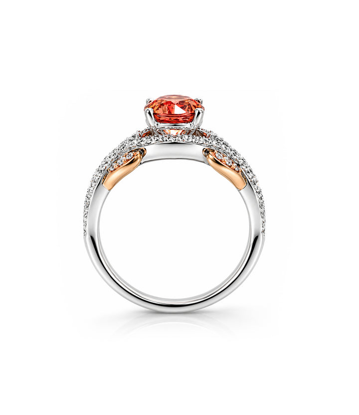 A. 18kt Simon G Orange Sapphire Diamond Ring