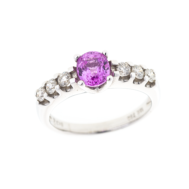 A. 18kt Pink Sapphire Diamond Ring