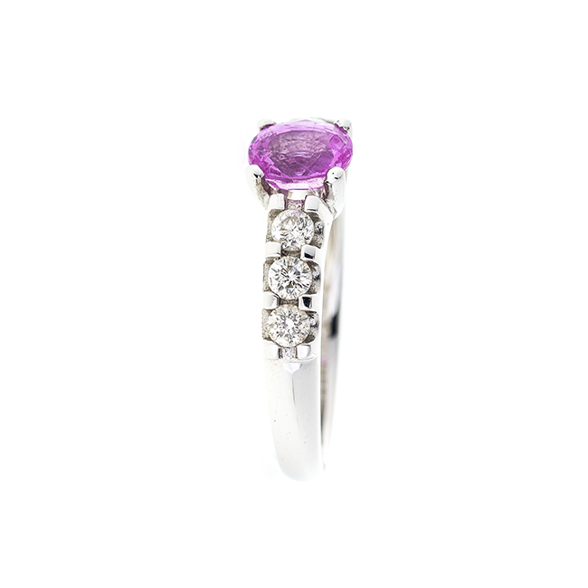 A. 18kt Pink Sapphire Diamond Ring