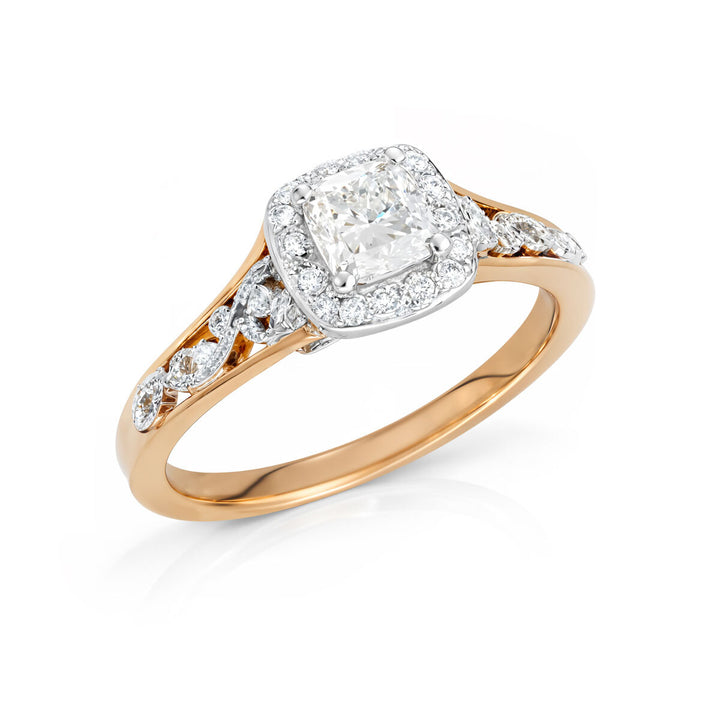 A. 18kt Rose Gold Maple Leaf Diamond Ring
