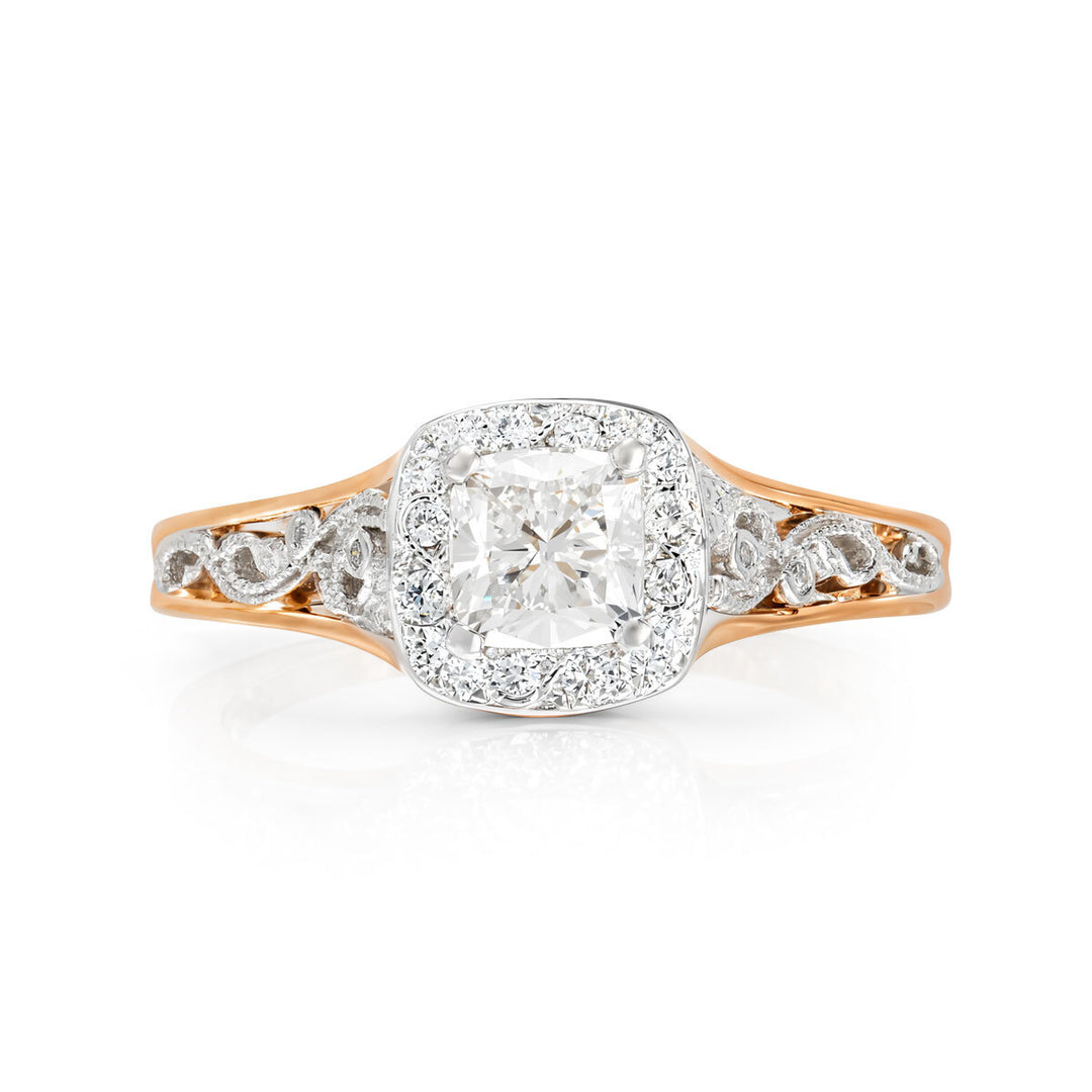A. 18kt Rose Gold Maple Leaf Diamond Ring