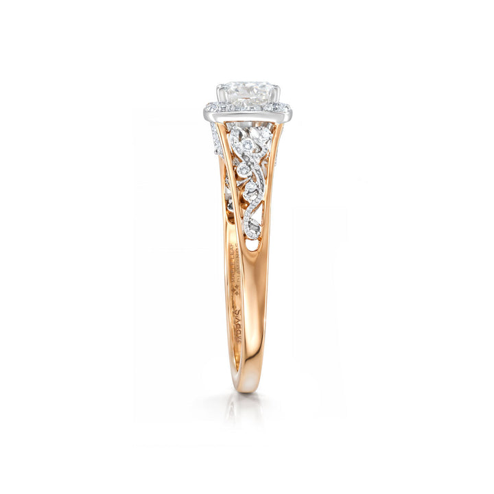 A. 18kt Rose Gold Maple Leaf Diamond Ring
