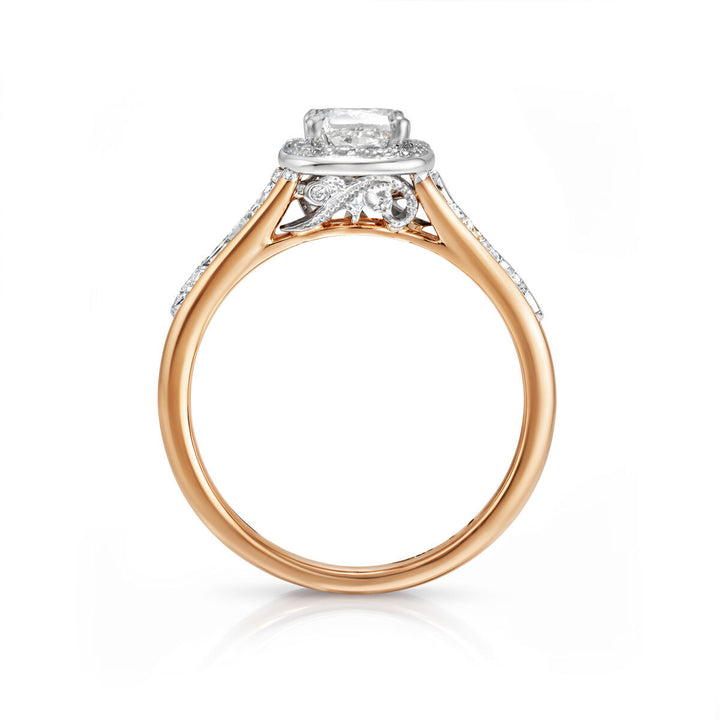 A. 18kt Rose Gold Maple Leaf Diamond Ring
