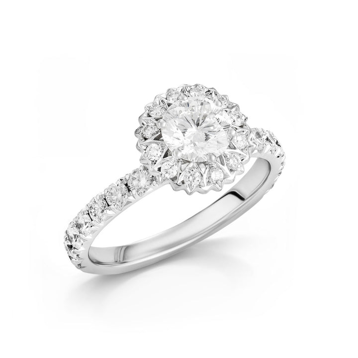 A. 18kt White Gold Maple Leaf Diamond Ring