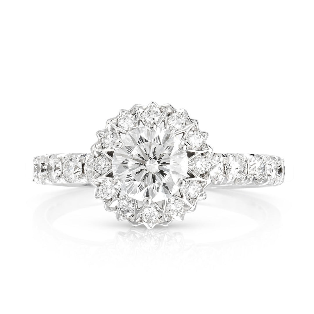 A. 18kt White Gold Maple Leaf Diamond Ring