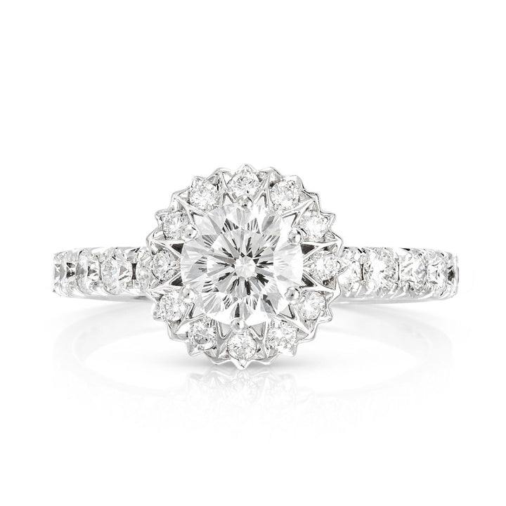 A. 18kt White Gold Maple Leaf Diamond Ring