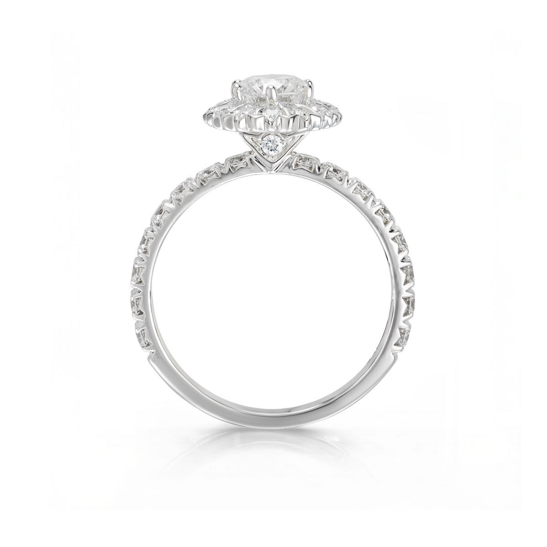 A. 18kt White Gold Maple Leaf Diamond Ring