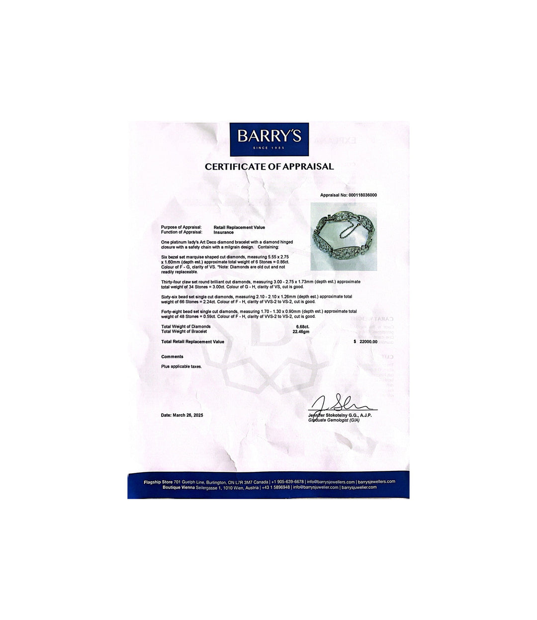 Estate Platinum and Diamond Bracelet