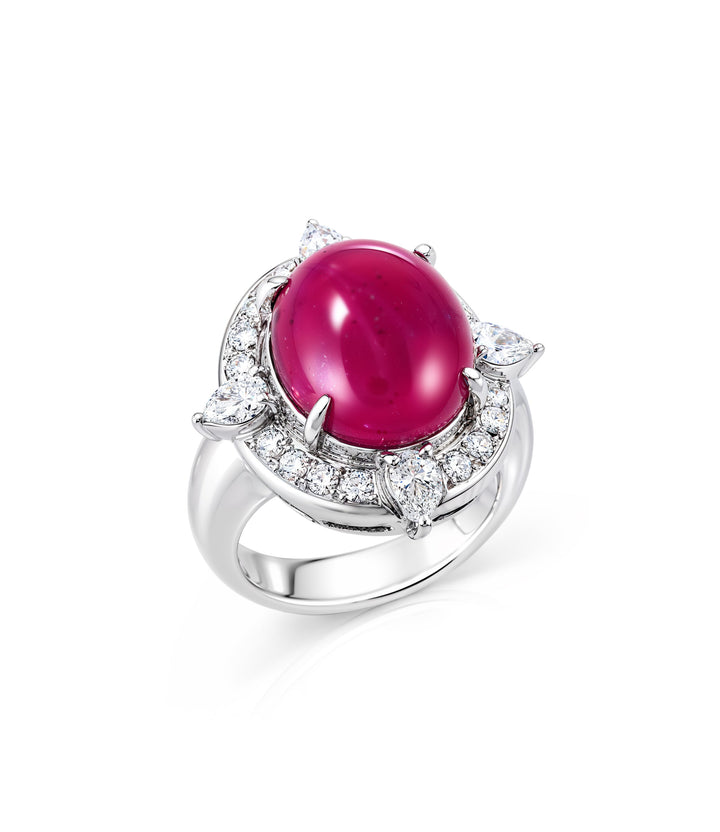 Platinum Ruby and Diamond Estate Ring