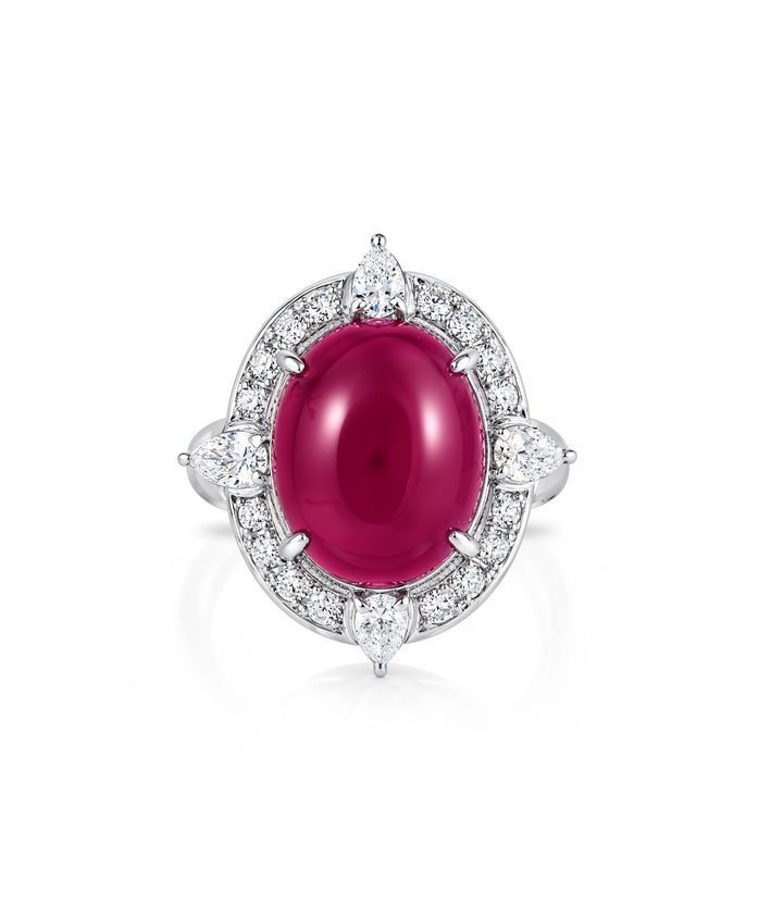 Platinum Ruby and Diamond Estate Ring
