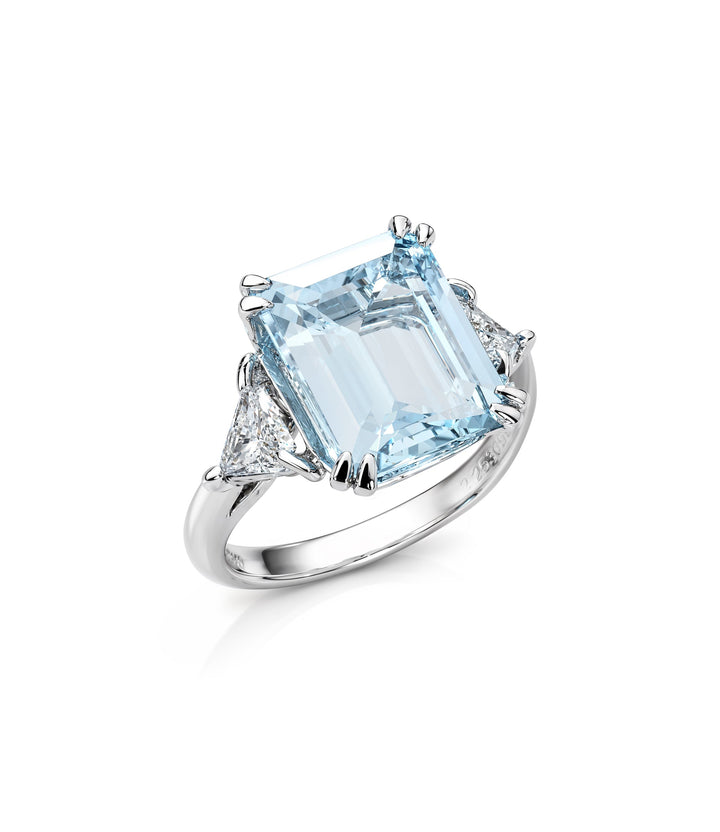 Estate Tiffany & Co. Platinum Aquamarine and Diamond Ring
