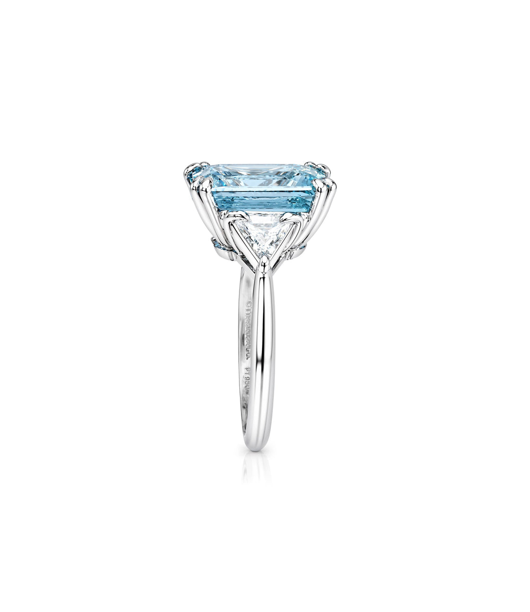 Estate Tiffany & Co. Platinum Aquamarine and Diamond Ring