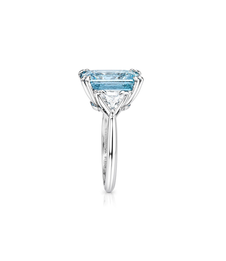 Estate Tiffany & Co. Platinum Aquamarine and Diamond Ring