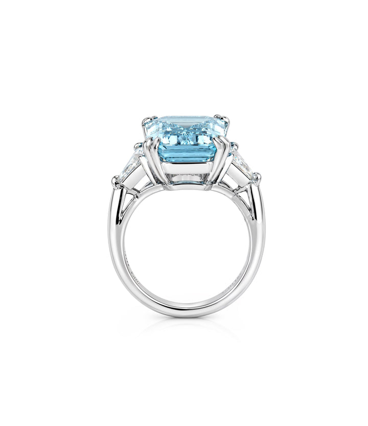 Estate Tiffany & Co. Platinum Aquamarine and Diamond Ring