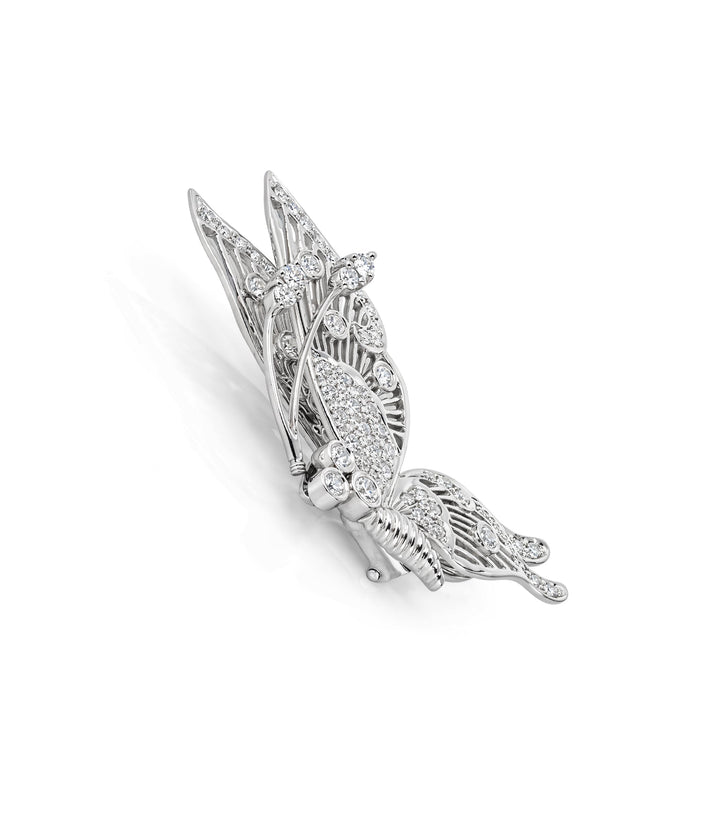 18kt Estate White Gold Butterfly Brooch