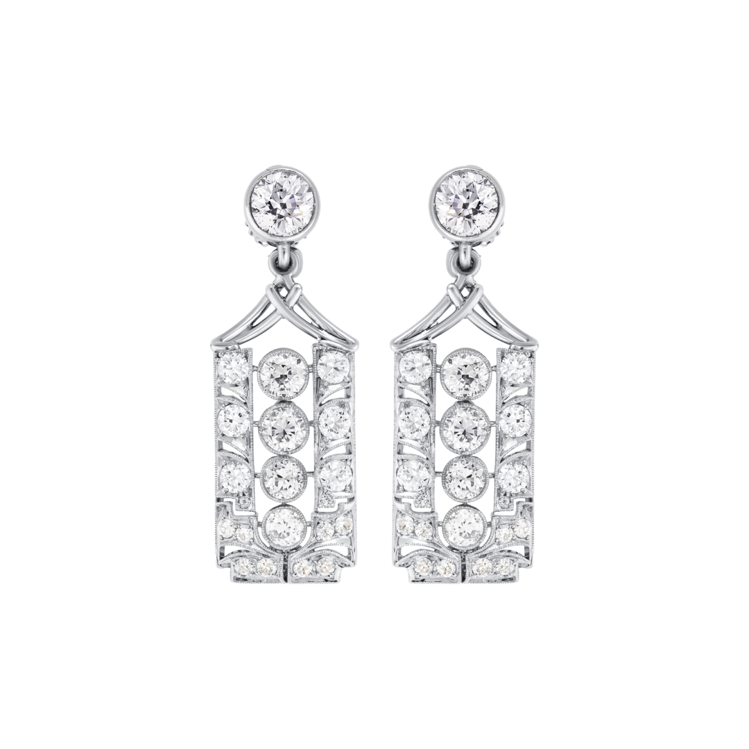 Platinum Estate Diamond Earrings