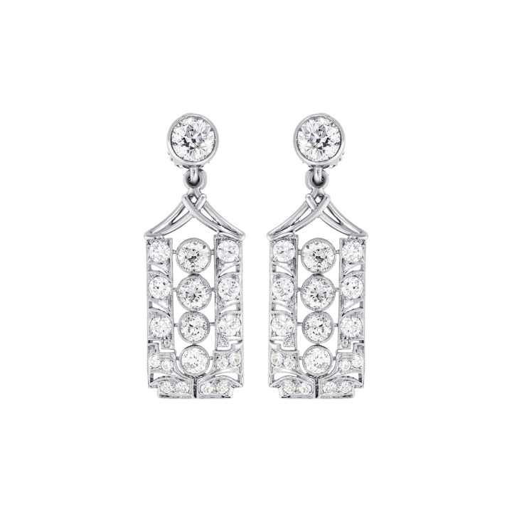 Platinum Estate Diamond Earrings