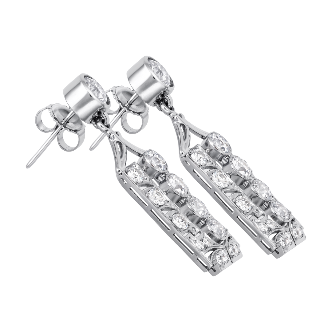 Platinum Estate Diamond Earrings