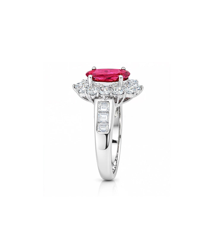 Platinum Ruby and Diamond Cocktail Ring