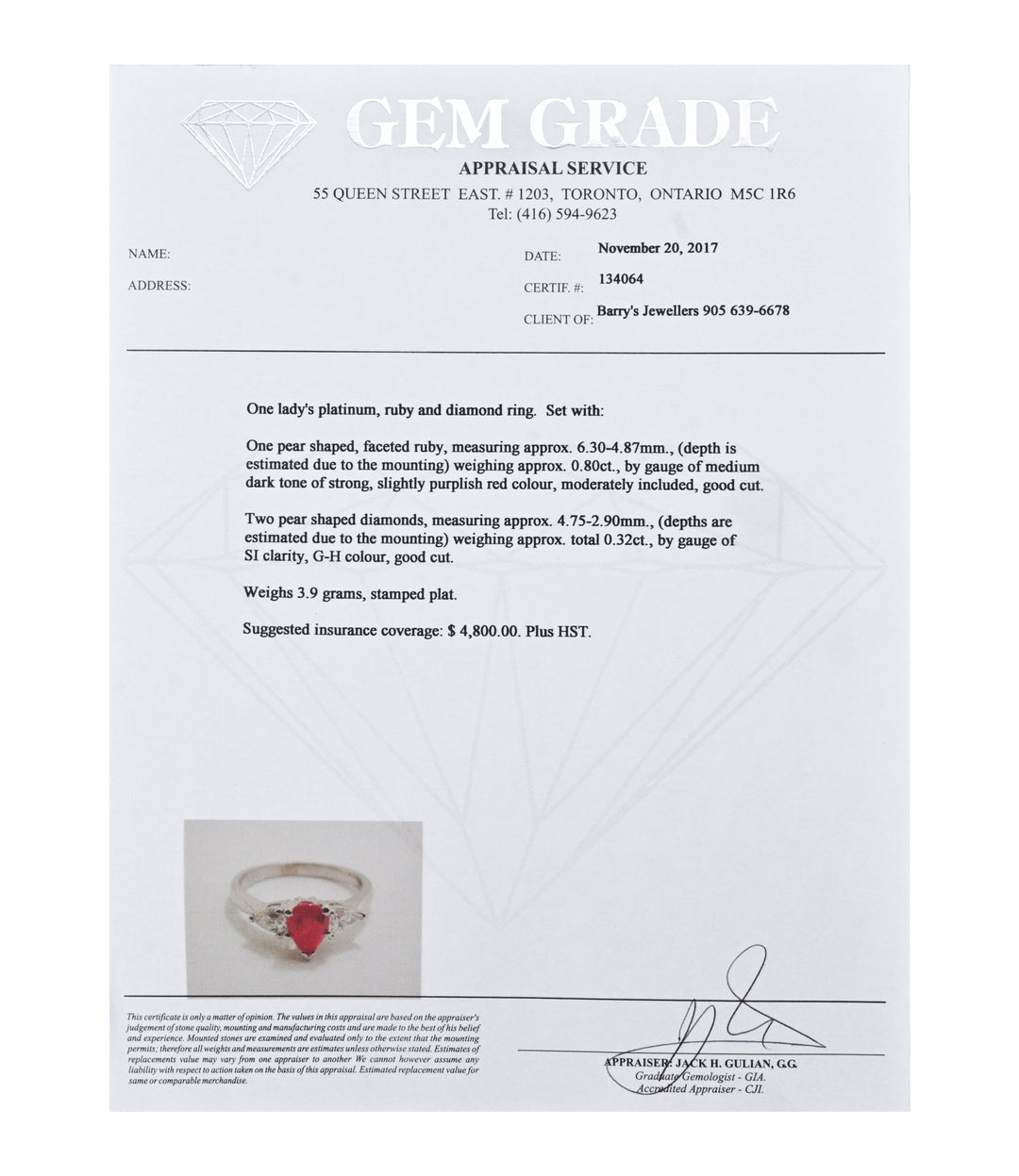 Platinum Ruby Diamond Ring