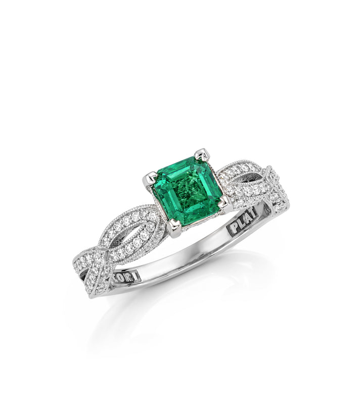 A. Tacori Platinum Emerald Engagement Ring