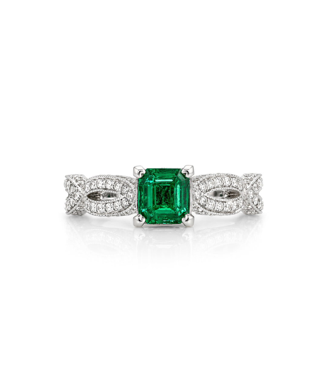 A. Tacori Platinum Emerald Engagement Ring