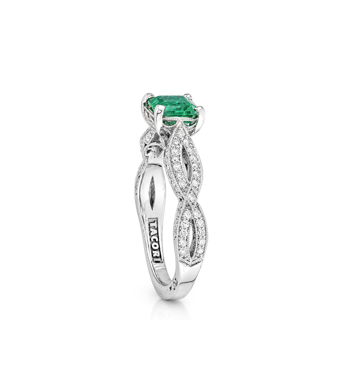 A. Tacori Platinum Emerald Engagement Ring