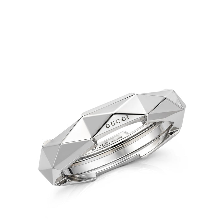 18kt White Gold Faceted Band - Link To Love