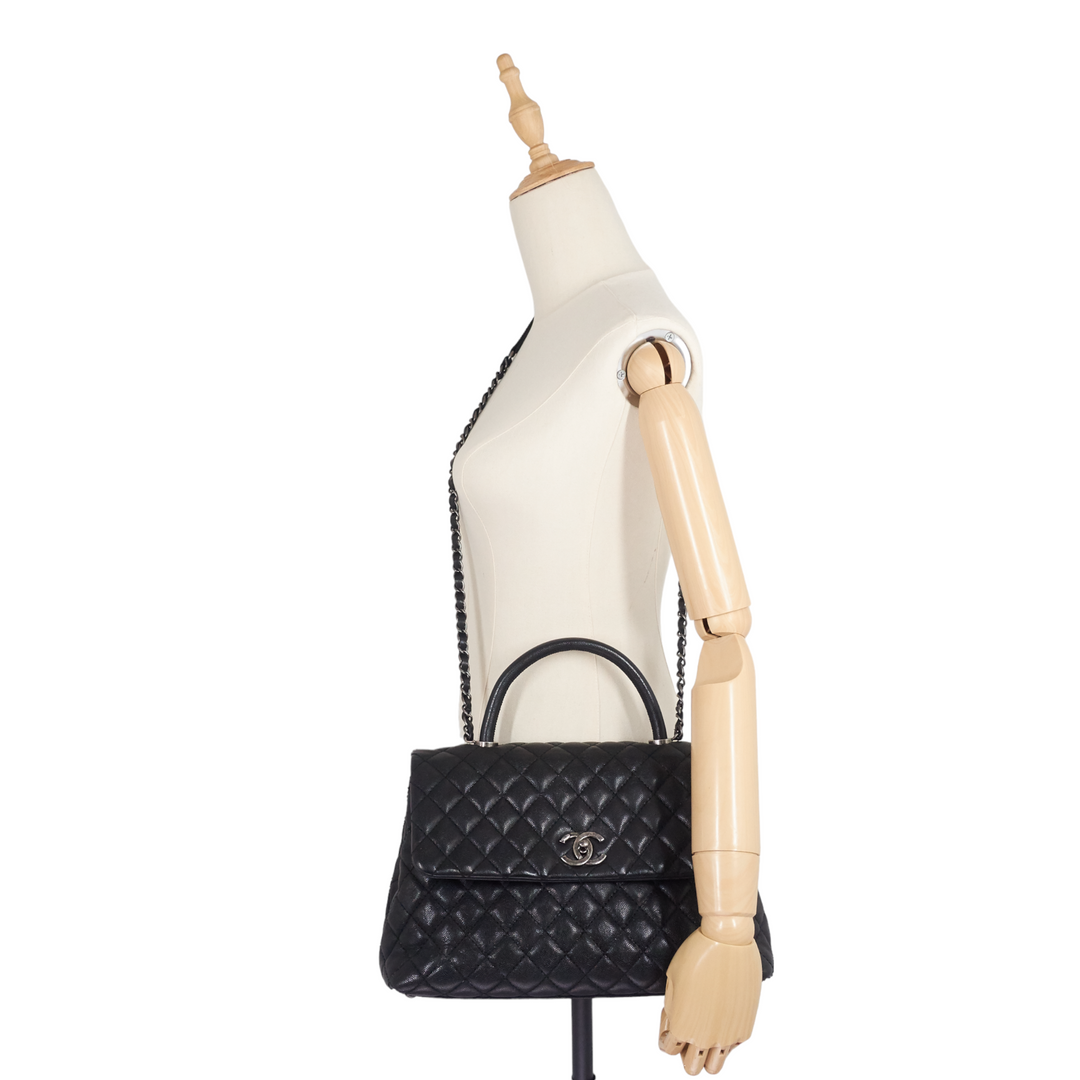 Coco Top Handle Large Caviar Leather Bag
