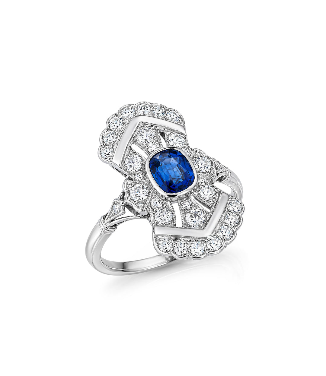 Estate Platinum & 14kt Sapphire Diamond Ring