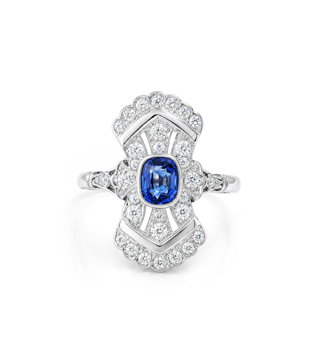 Estate Platinum & 14kt Sapphire Diamond Ring