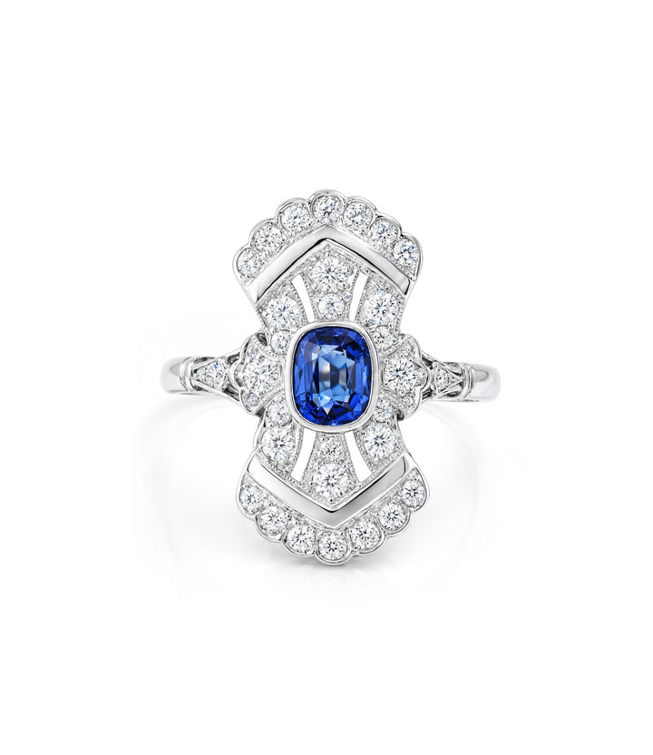 Estate Platinum & 14kt Sapphire Diamond Ring