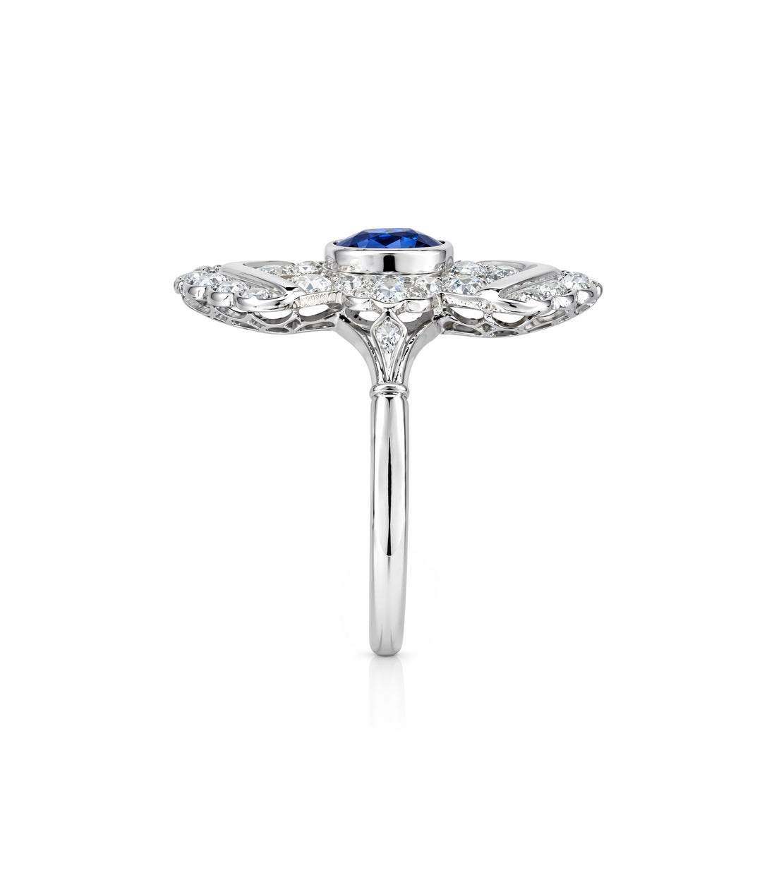 Estate Platinum & 14kt Sapphire Diamond Ring