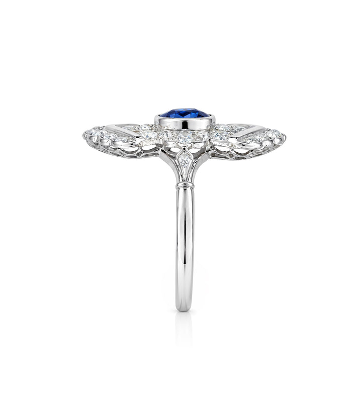 Estate Platinum & 14kt Sapphire Diamond Ring