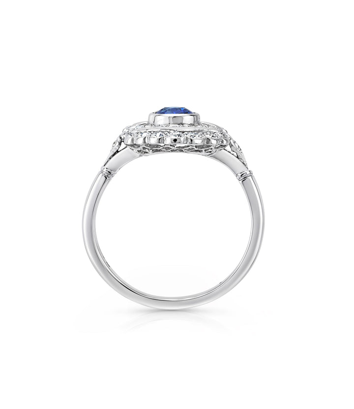 Estate Platinum & 14kt Sapphire Diamond Ring