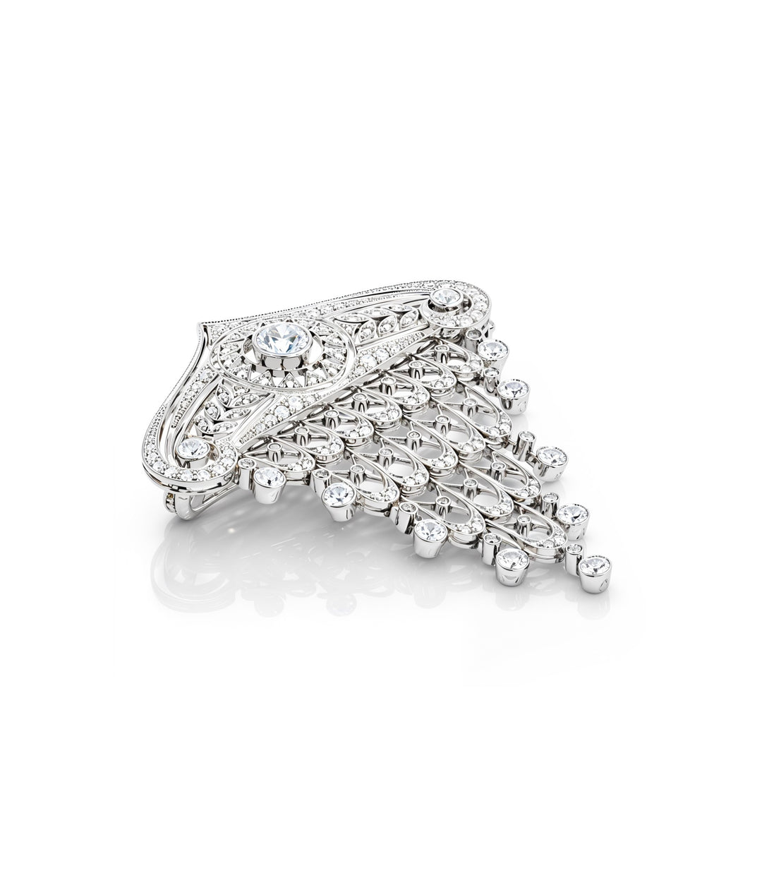 Estate Platinum Diamond Brooch