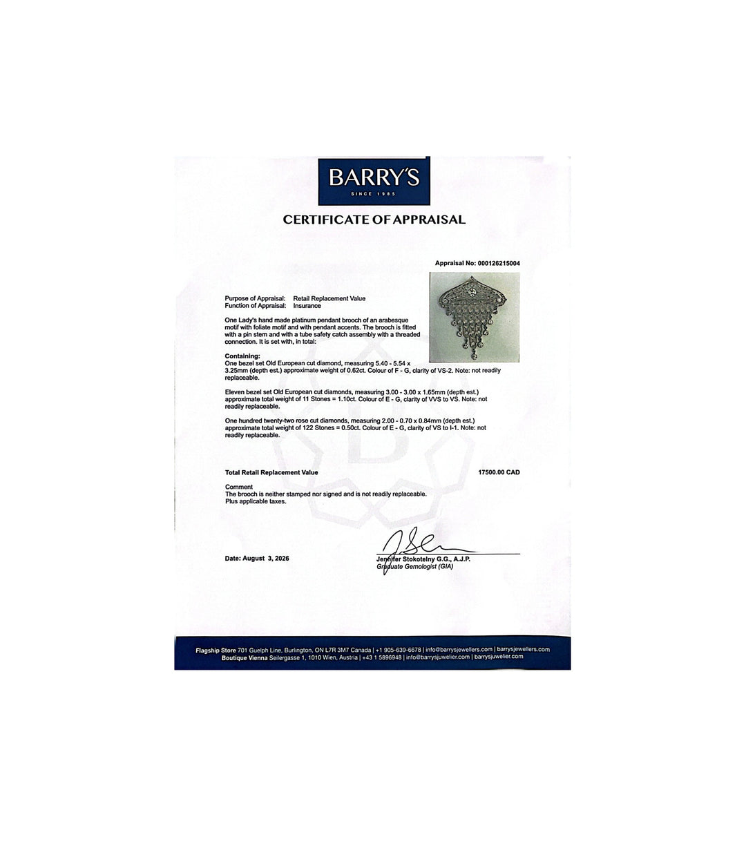 Estate Platinum Diamond Brooch