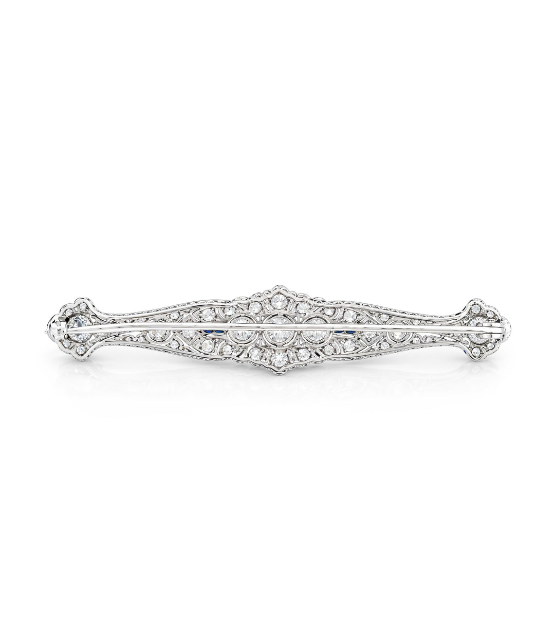 Estate Platinum Diamond Pearl Bar Brooch