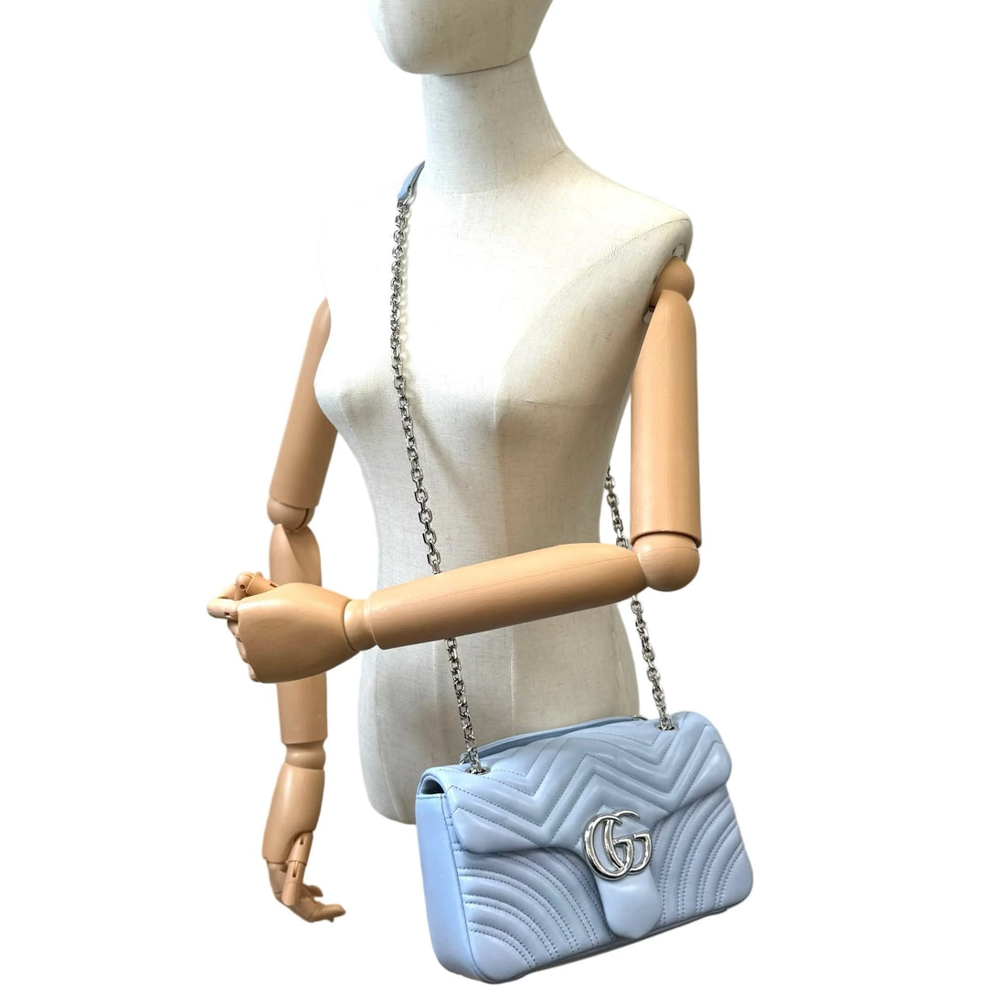Gucci GG Marmont Pastel Blue Medium Shoulder Bag