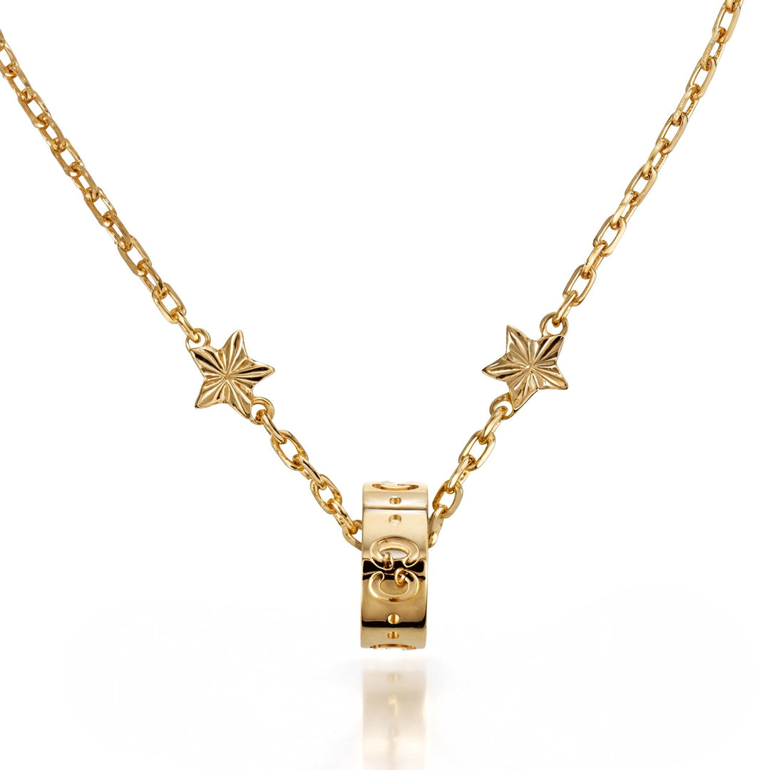 Gucci 18kt Yellow Gold Bracelet with Stars & Rolling Icon Charm