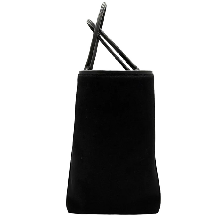 Rive Gauche Logo Embroidered Canvas & Leather Tote Bag
