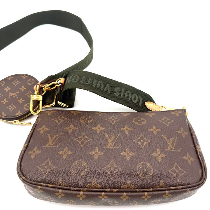 Multi Pochette Accessories Monogram Canvas Bag - Green Canvas Strap