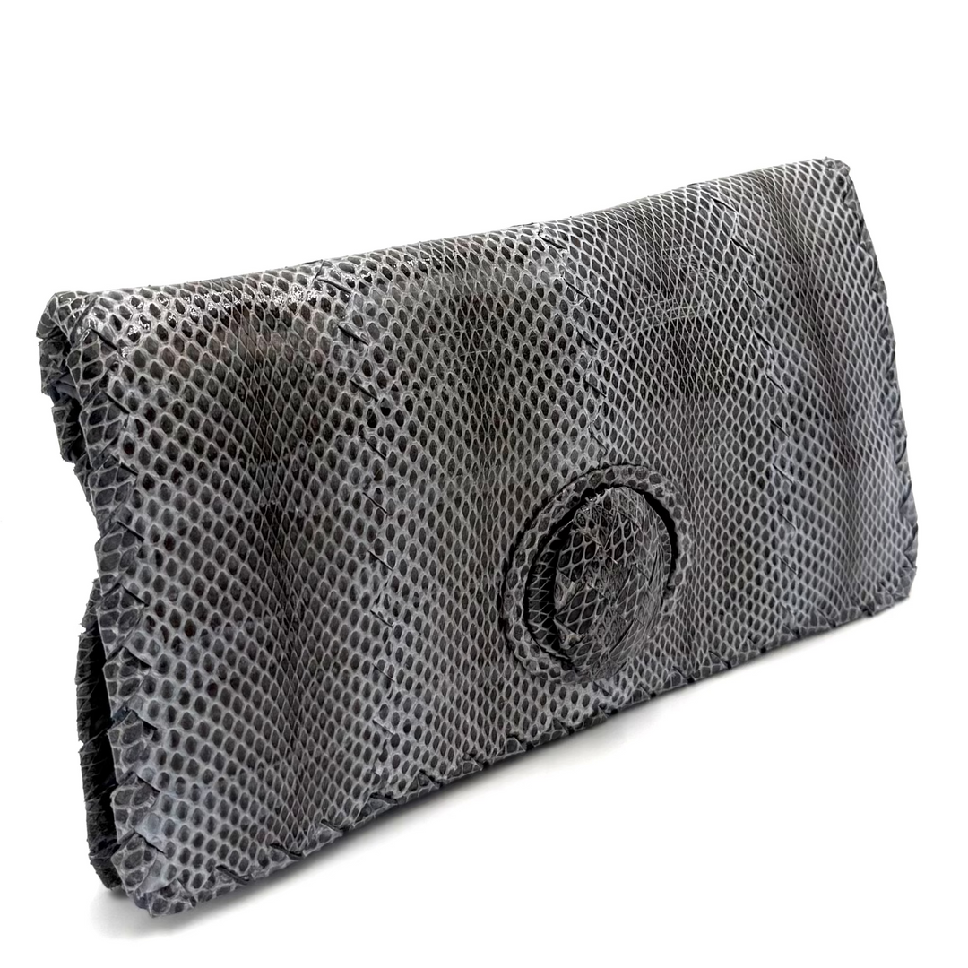 Bottega Veneta Intrecciato Exotic Leather Twist Lock Flap Clutch
