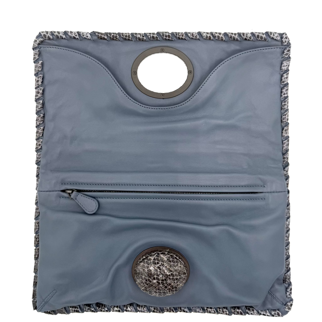 Bottega Veneta Intrecciato Exotic Leather Twist Lock Flap Clutch