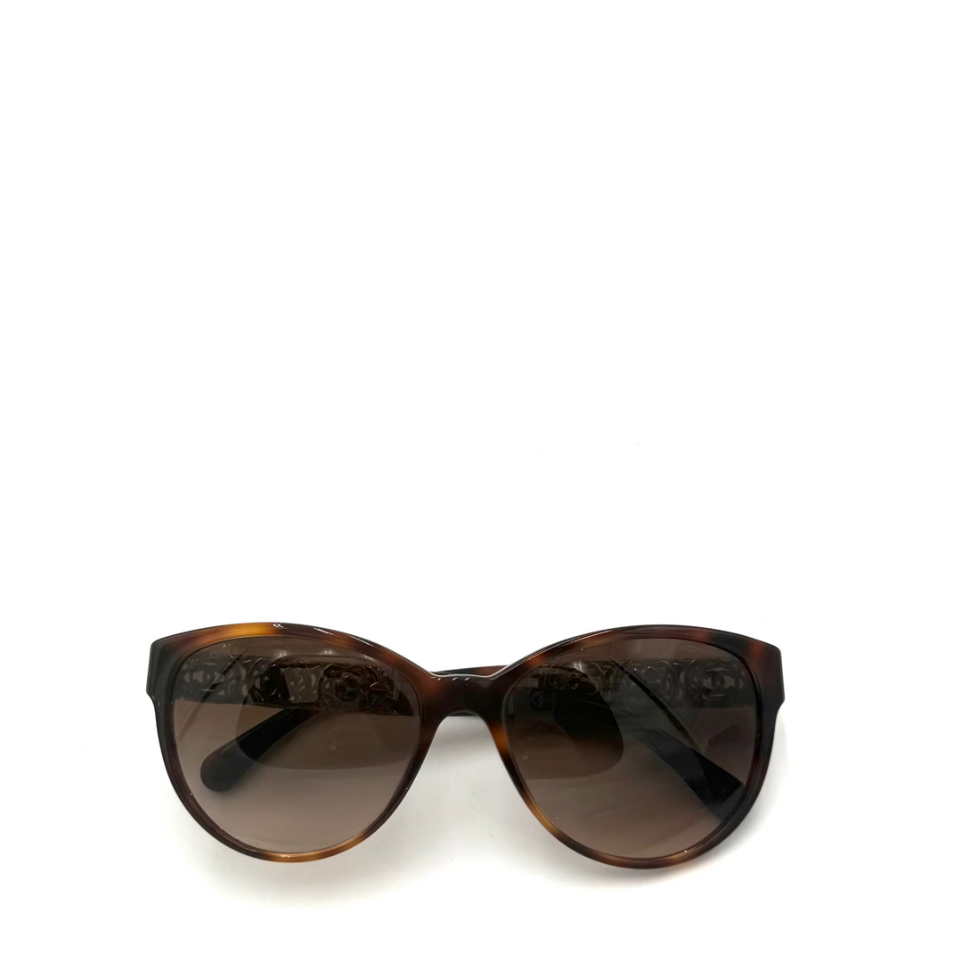 Tortoise Shell Metal Filigree Butterfly Sunglasses