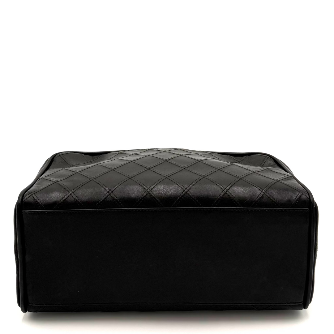 Black Leather Quilted Toiletry Bag